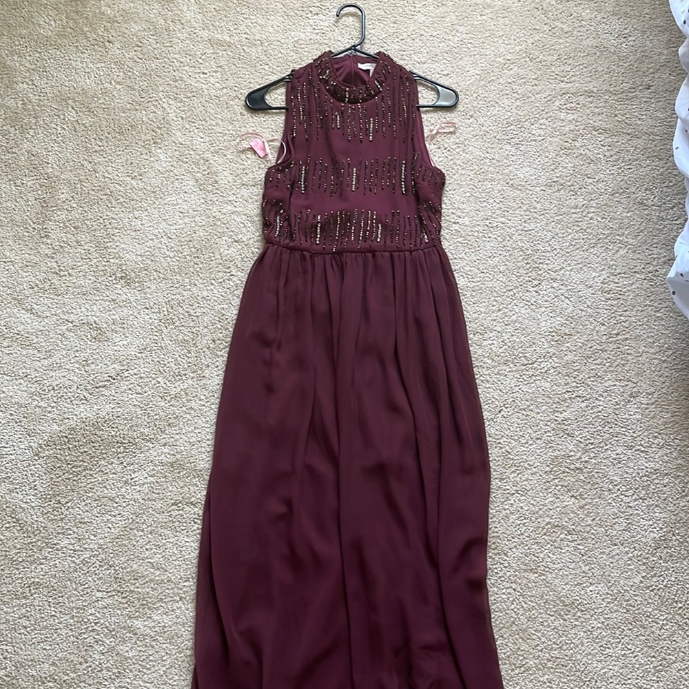 Formal halter maxi dress with bead detailing